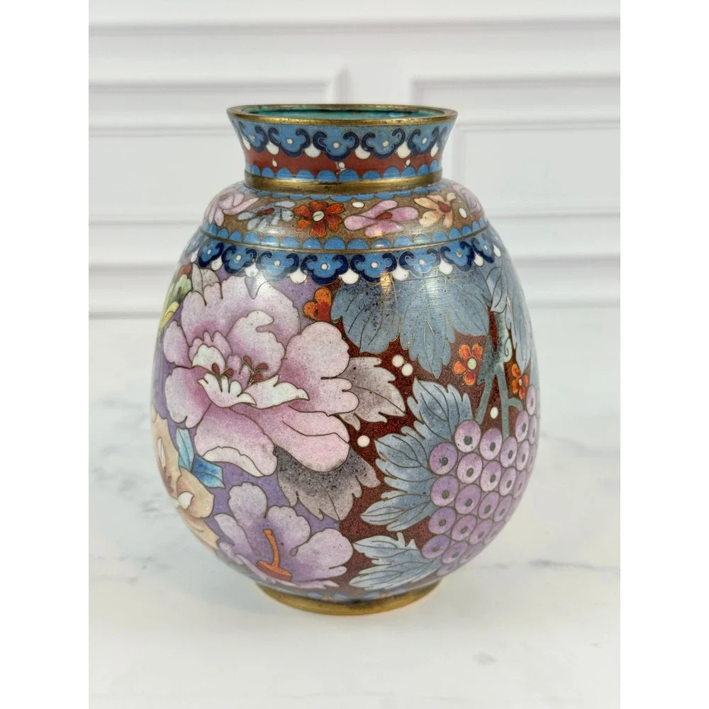 Vintage Brass Chinese Cloisonné 5 1/2
